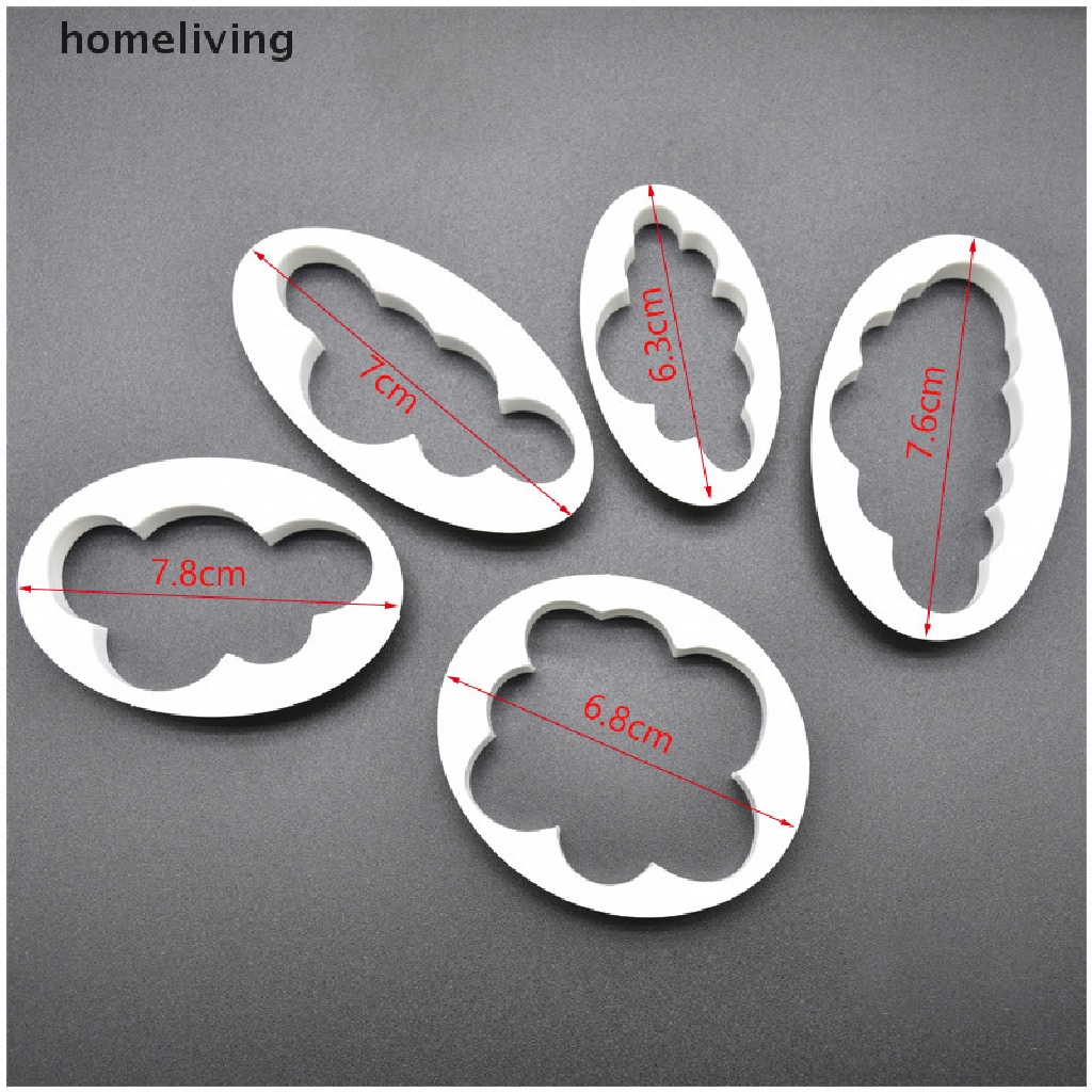 Bộ 5 Khuôn Cắt Bánh Quy Hình Đám Mây 3D Dễ Thương