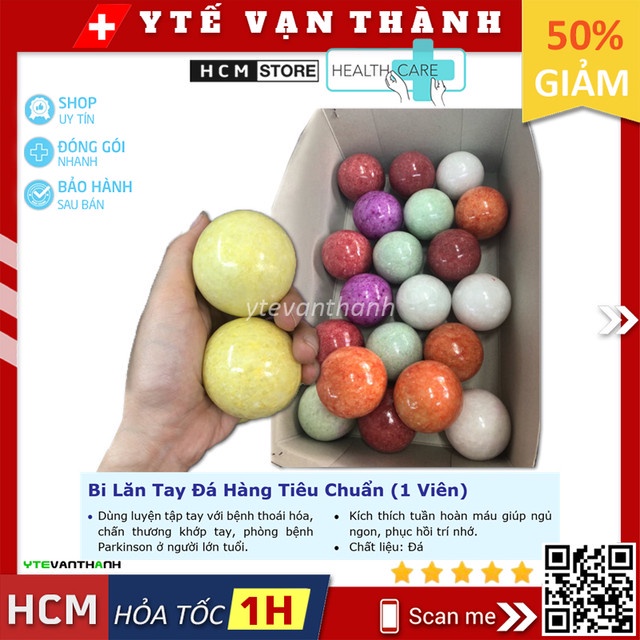 ✅ Bi Lăn Tay Đá Hàng Tiêu Chuẩn (1 Viên) | Bi Đá Dùng Tập Cơ Tay Vật Lý Trị Liệu -VT0441