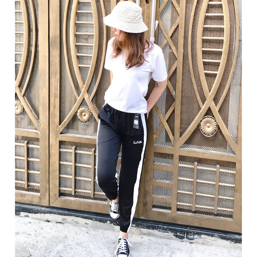 Quần jogger nữ phối sọc form rộng cực cá tính [ Phối nữ ]
