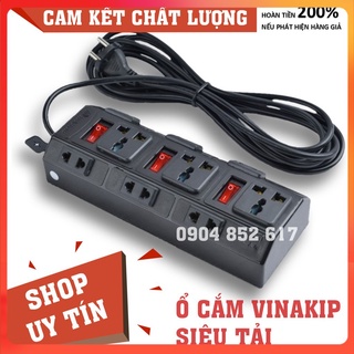 💥Chính Hãng💥 Ổ cắm VINAKIP 9 lỗ, 3 công tắc, 3 ngả, 2500W công suất cao, siêu tiện lợi Bảo hành Dài