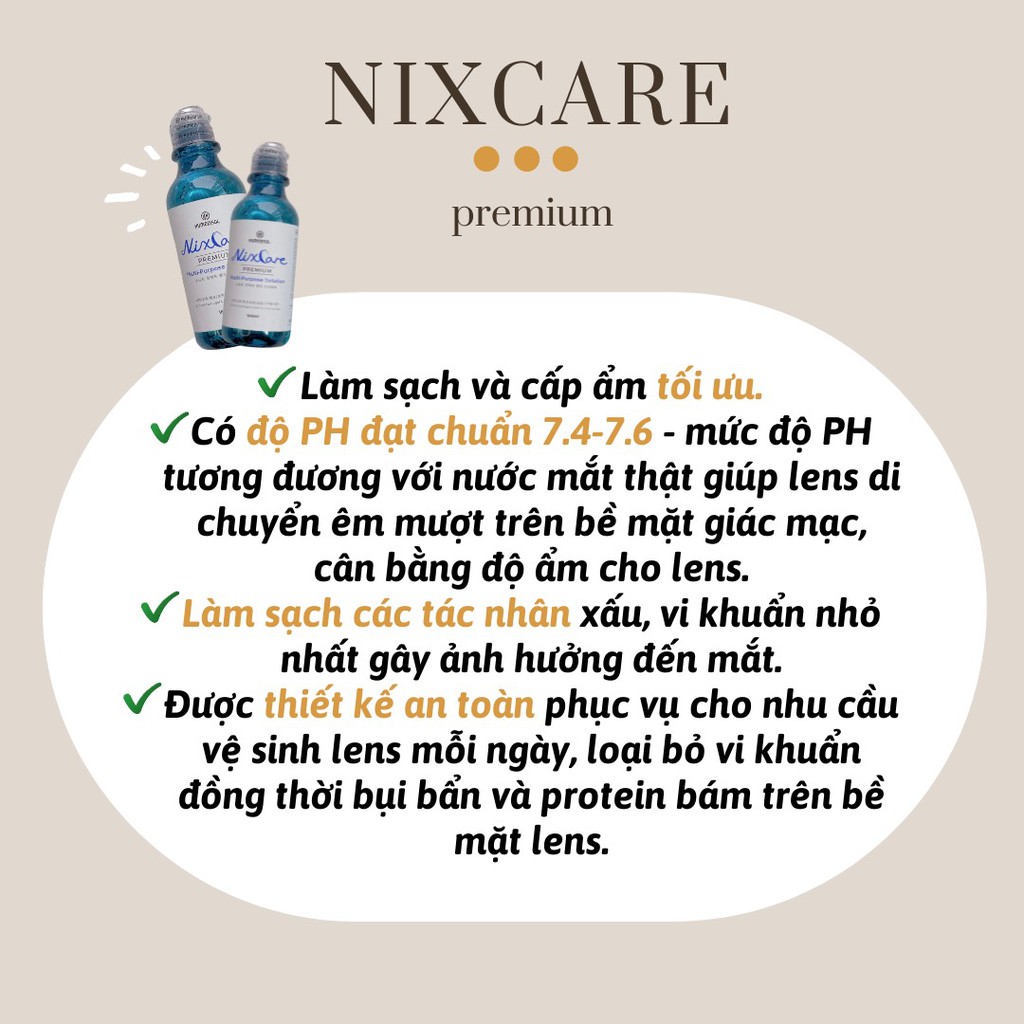 Nước ngâm kính áp tròng cao cấp Nixcare Premium chính hãng Olens | Làm sạch lens