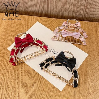 Kẹp tóc Hàn Quốc cặp tóc càng cua kim loại gắn nơ dành cho nữ Ame Beauty