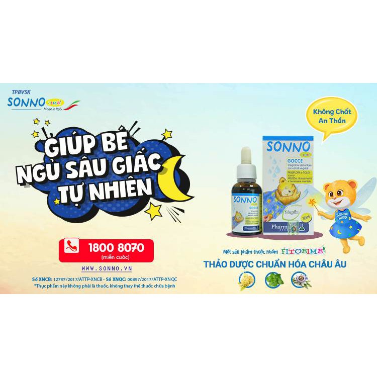 Sonno Bimbi - Thảo dược châu âu giúp bé ngủ ngon, dành cho trẻ khó ngủ, ngủ không sâu giấc (Chai 30ml)