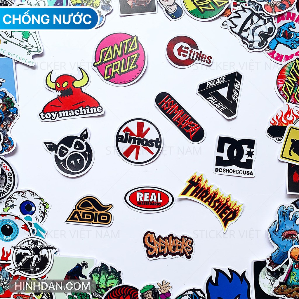 Sticker VÁN TRƯỢT Skateboard SIÊU CHỐNG NƯỚC dán trang trí nón bảo hiểm, laptop, vali, đàn guitar