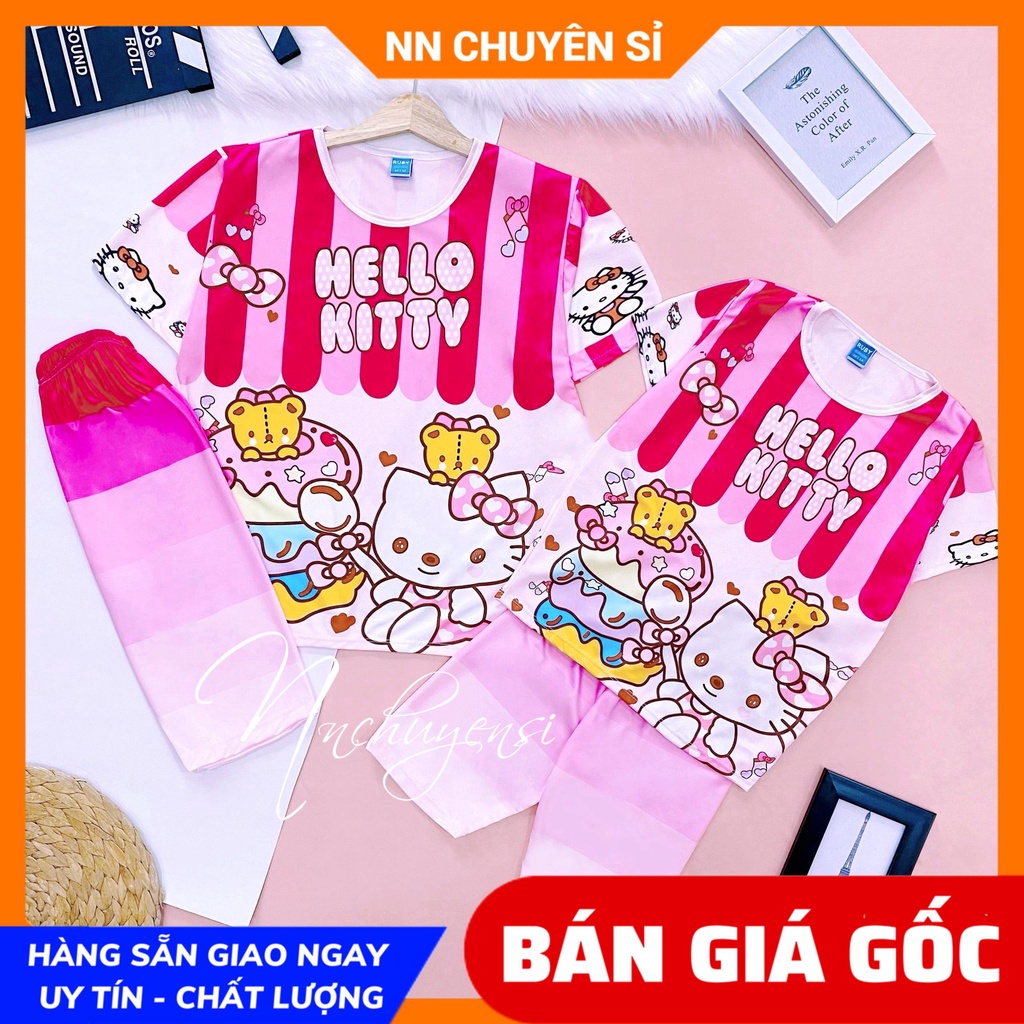 Đồ bộ QUẦN LỬNG mẹ và bé size đến 70kg chất thun mềm mát in hình doremon kitty hoạt hình dễ thương DBRBL FULL SIZE