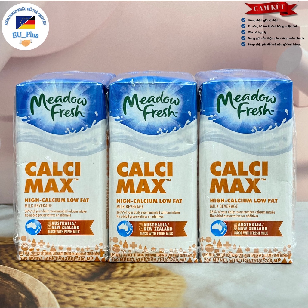 Sữa tươi tiệt trùng Meadow Fresh Nguyên kem & Canxi ít béo 200ML _ log 3 hộp
