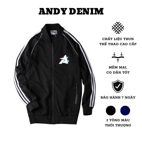 Áo khoác thể thao nam dáng bomber chất liệu thun nỉ dày dặn cao cấp, co dãn tốt, khoá kéo chống nước Andy Denim