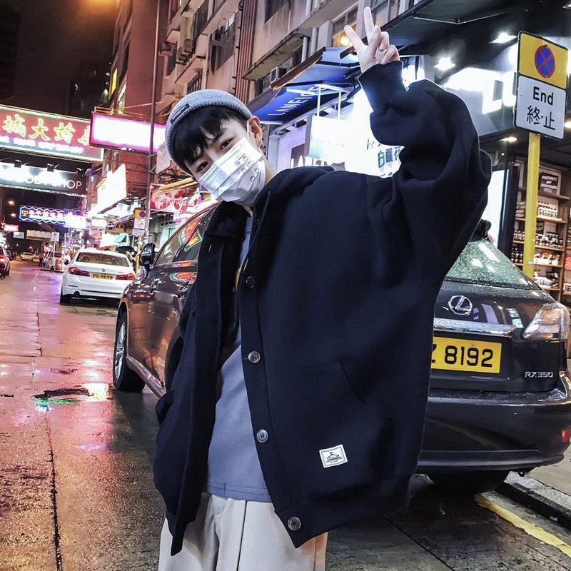 Áo hoodie nam nữ form rộng đính cúc Hàn Quốc | BigBuy360 - bigbuy360.vn