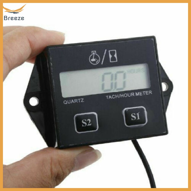 breeze Tiny Tach Digital Hour Meter Tachometer For Marine Spark Mower Engine Motor