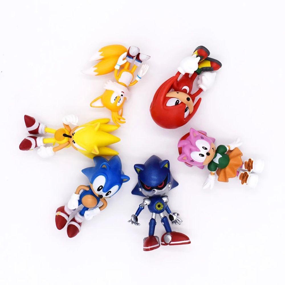LILYES Collectible Dolls Tails Werehog Cartoon Figurines Kids Hedgehog Toy Sonic Figure Shadow Hedgehog Model Toy PVC Figure Sound Sonic Figure Movie Game Dolls Kids Birthday Gift Action Figures