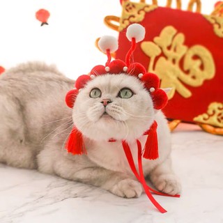 [Có sẵn] Vòng cài đầu Tết dành cho thú cưng