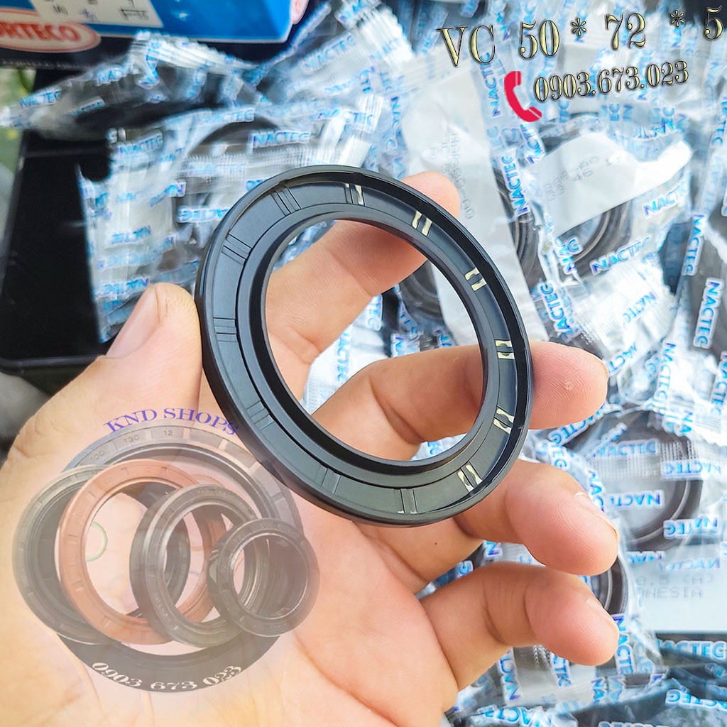 Phớt chặn bụi/mỡ Nactec VC 50*72*5 | Phốt chặn nhớt Janite TG 50*72*8 chuyên cho phụ tùng ô tô, máy nông nghiệp,...