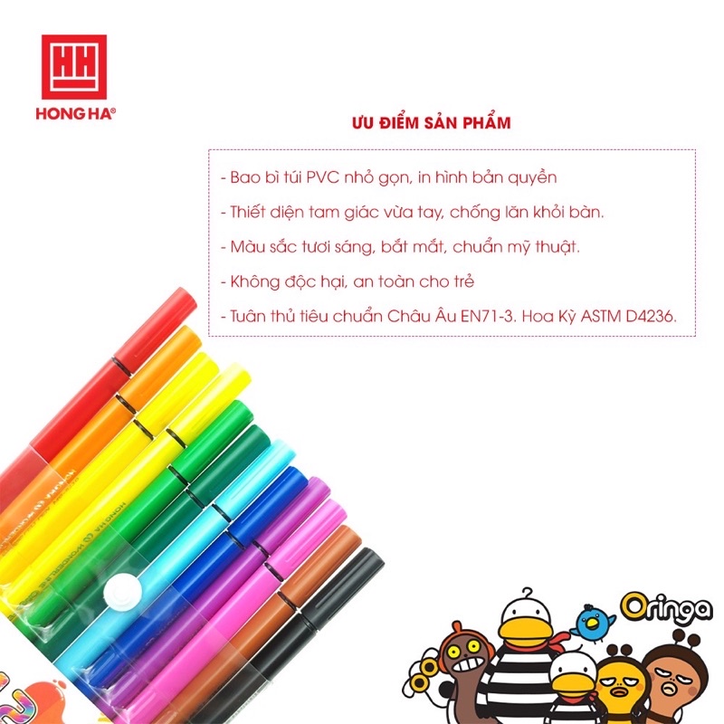 Bút lông màu dạ 12/18 màu Oringa Hồng Hà