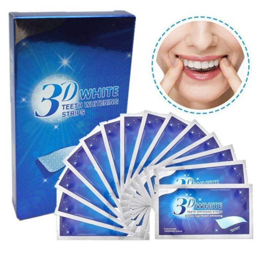Hộp miếng dán trắng răng tiện lợi 3D White Teeth Whitening Strips - 14 gói 2 miếng