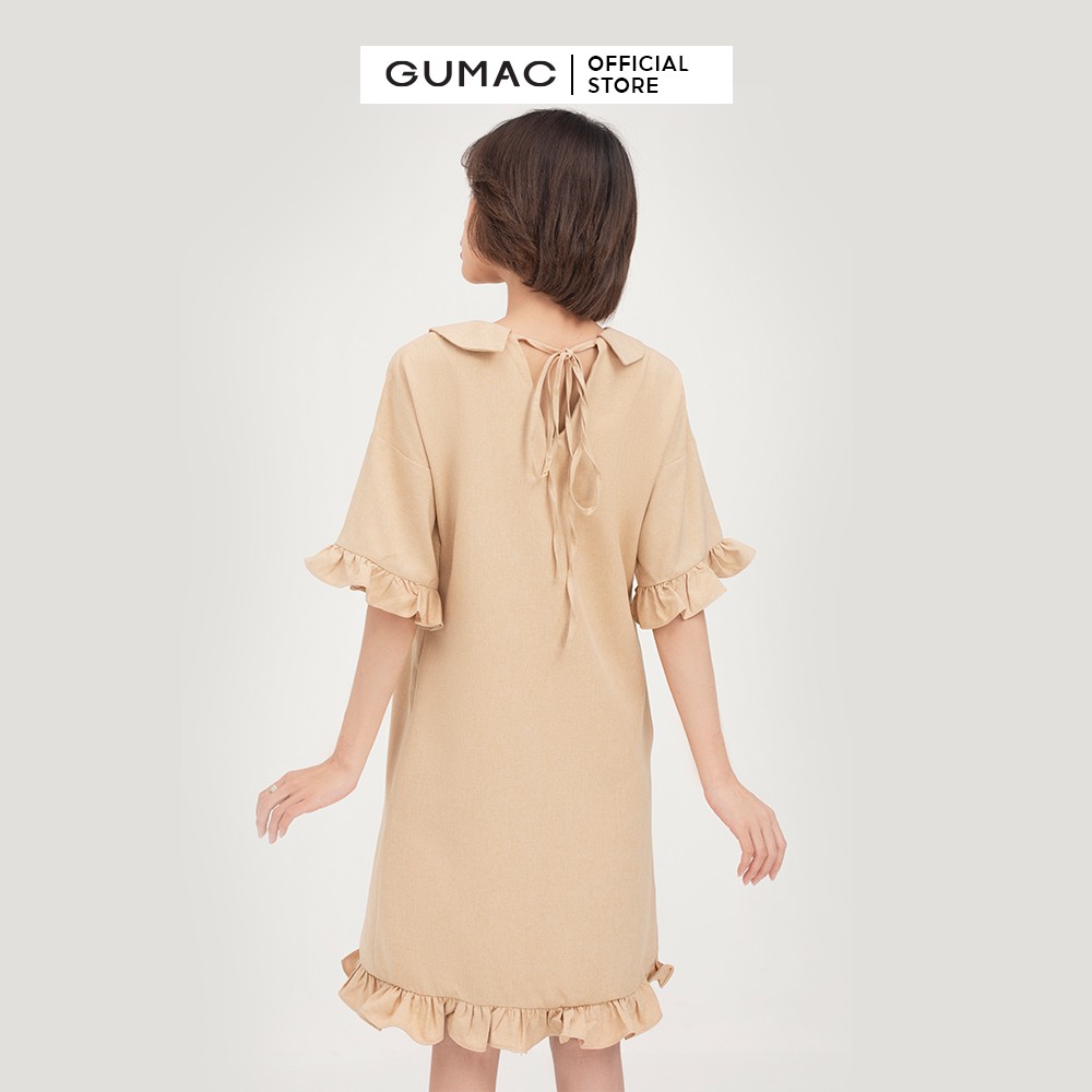 [Mã WABRGULUV giảm tới 100K đơn 249K] Đầm suông nữ tay bèo GUMAC phong cách năng động, hàn quốc màu be DB437 | BigBuy360 - bigbuy360.vn