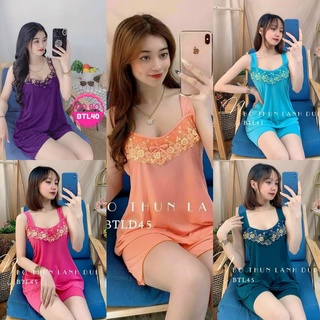 [Có size 45-75kg] Đồ Bộ Nữ, Bộ Đùi Thun Lụa Lạnh Mát Đanh Phối Ren Lưới Hàng Loại 1 Cao Cấp - D4