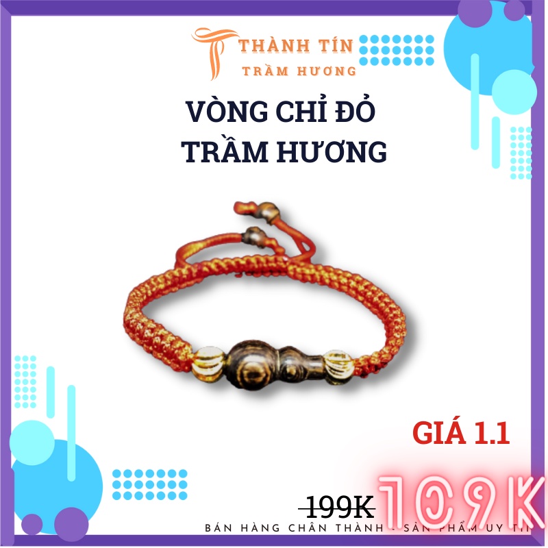 Vòng tay chỉ đỏ trầm - Thành Tín - Bảo hành mùi hương trọn đời