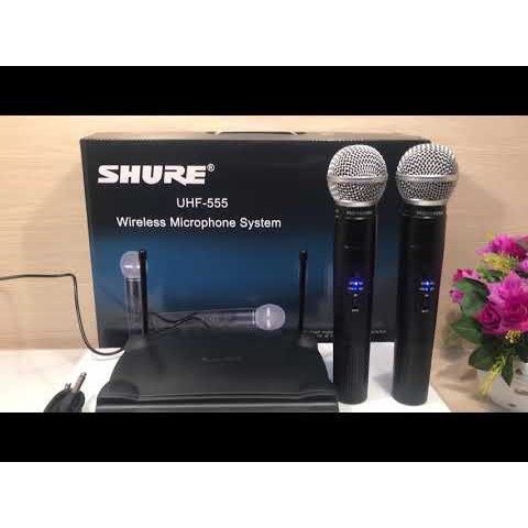 Bộ micro không dây shure UHF555 nâng cao giọng hát