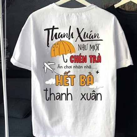 Áo thun nữ 💗FREESHIP💗áo in chữ thanh xuân như một chén trà