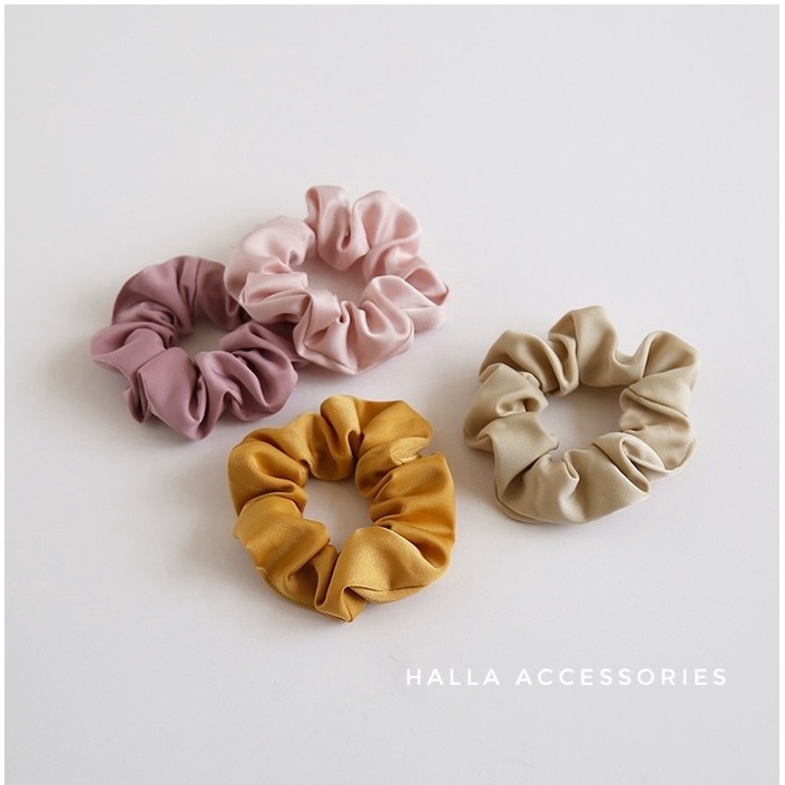 [Set 2 chiếc] Dây tóc Scrunchies Vải lụa nhiều màu HALLA