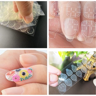 [Hàng mới về] Bộ 12 miếng dán móng tay hai mặt trong suốt chống thấm nước/ Tuýp keo dán 2g tiện lợi