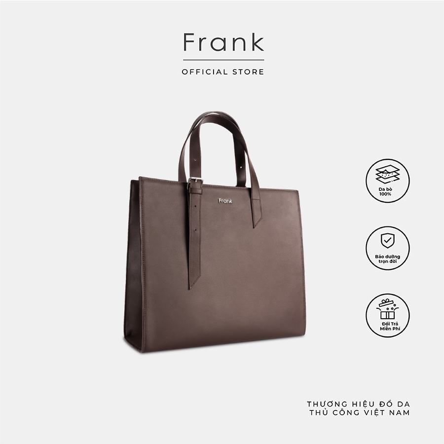 Túi Tote Đeo Chéo Nam Da Bò Mastrotto Cao Cấp FRANK Santiago Tote Bag Túi Xách Da Công Sở Nam Màu Nâu-Tuscan Brown