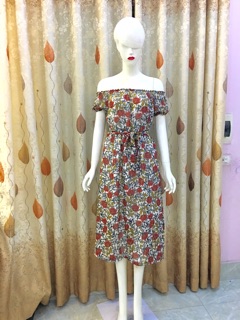 SỈ=LẺ Đầm maxi hoa trễ vai CC