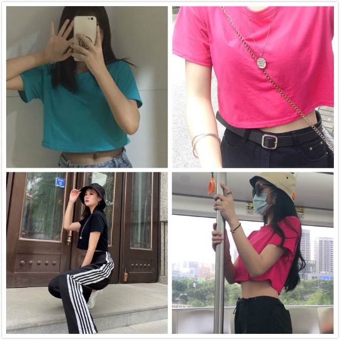 Áo Thun Cotton Ngắn Tay Thời Trang Hàn Quốc Cho Nữ