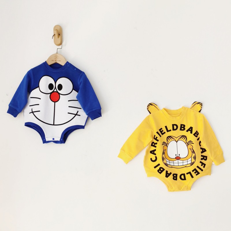 Áo liền quần tay dài hoạ tiết hoạt hình phong cách Hàn Quốc thời trang cho bé