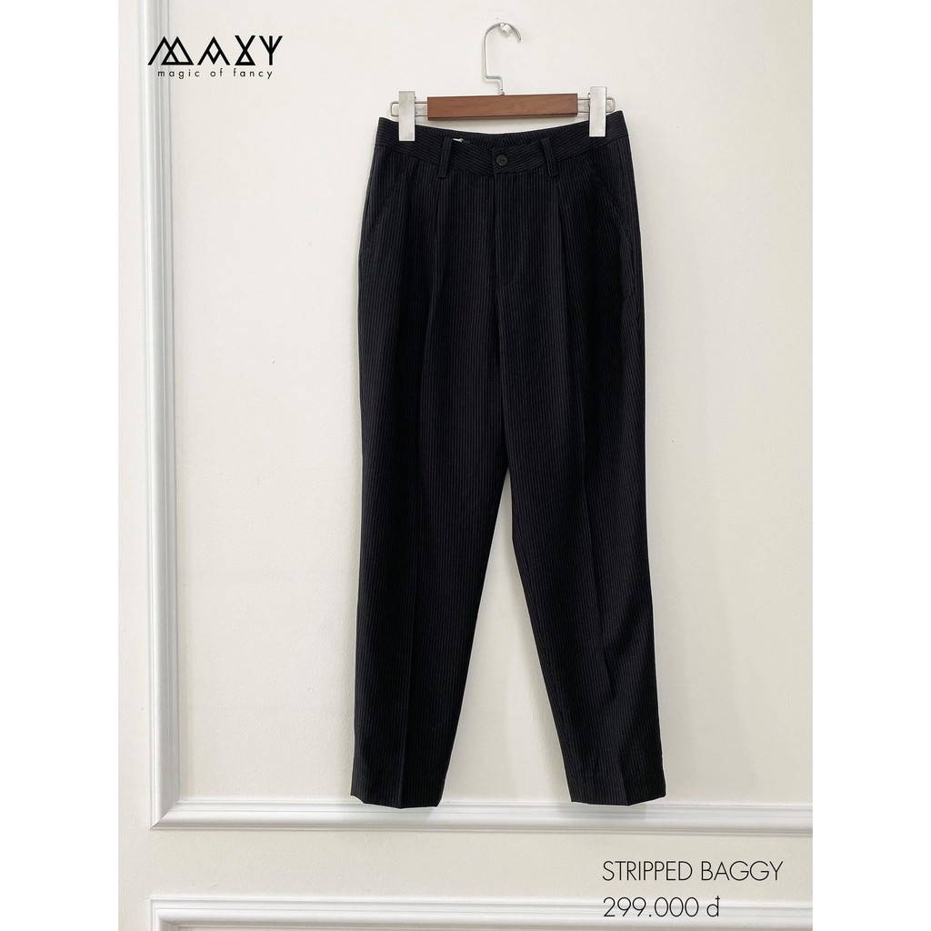 Quần baggy công sở sọc xanh đen stripped baggy Maxy Workshop