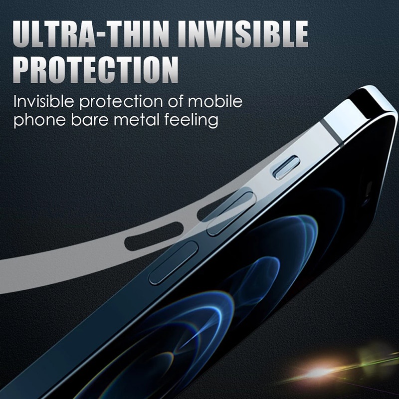 Miếng dán bảo vệ viền điện thoại siêu mỏng trong suốt chống trầy xước cho iPhone 12 13 14 15 Pro Max