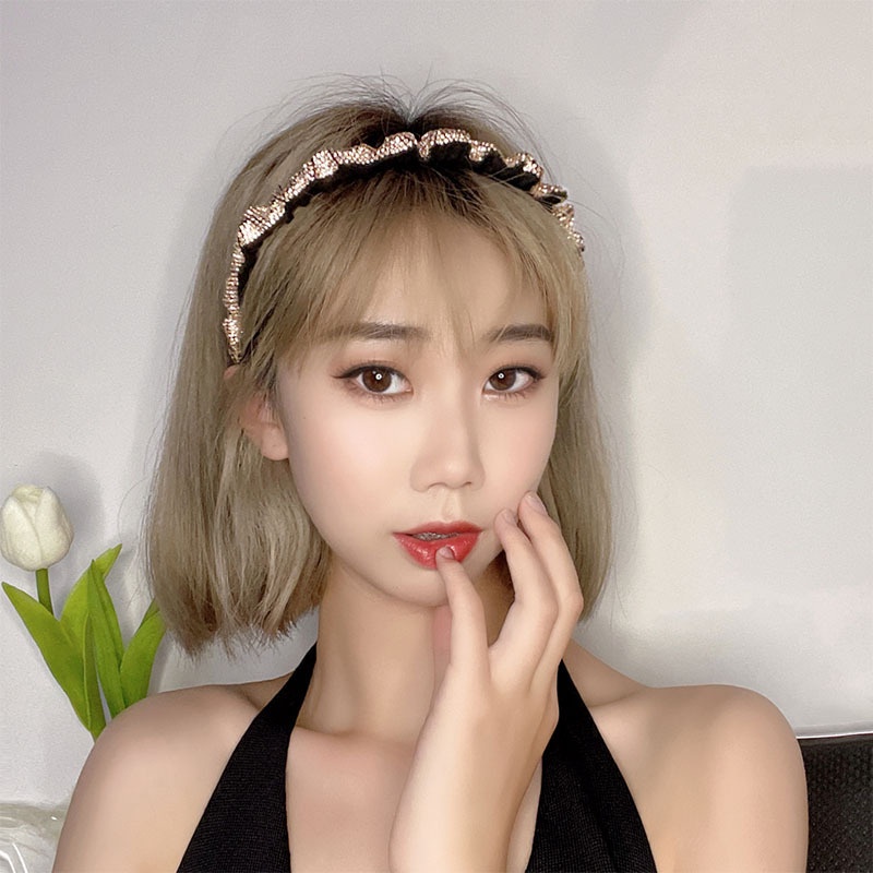 Băng Đô Cài Tóc Đính Đá Pha Lê Phong Cách Hàn Quốc Cổ Điển Toàn Diện Dành Cho Nữ