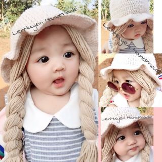 Nón có bím tóc đồ len handmade cực xinh xắn  cho bé iu