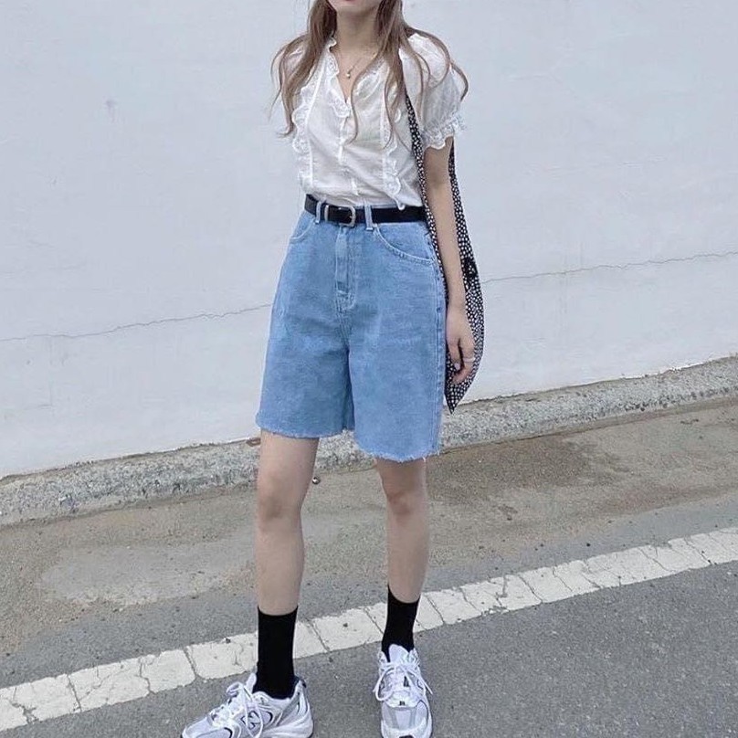 Quần ngố bigsize kimfashion, quần ngố ống rộng lưng cạp cao bigsize NGD51-02 60-85kg