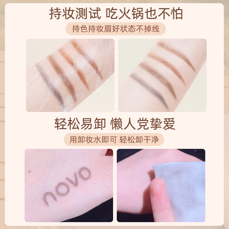 Bút Chì Kẻ Lông Mày Hai Đầu Siêu Mịn Chống Thấm Nước Lâu Trôi Màu Nâu Hiệu NOVO NO.5627