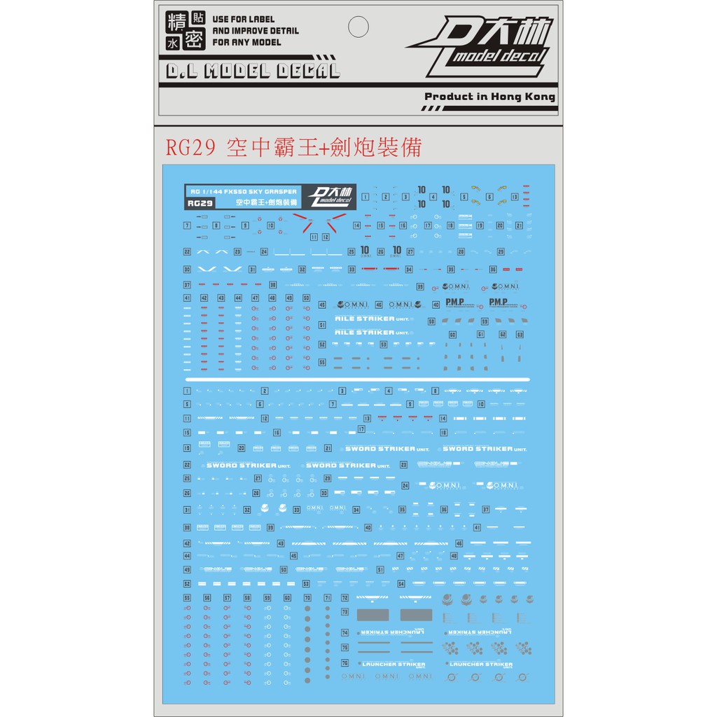 Decal nước RG 1/144 Gundam Astray Blue DL