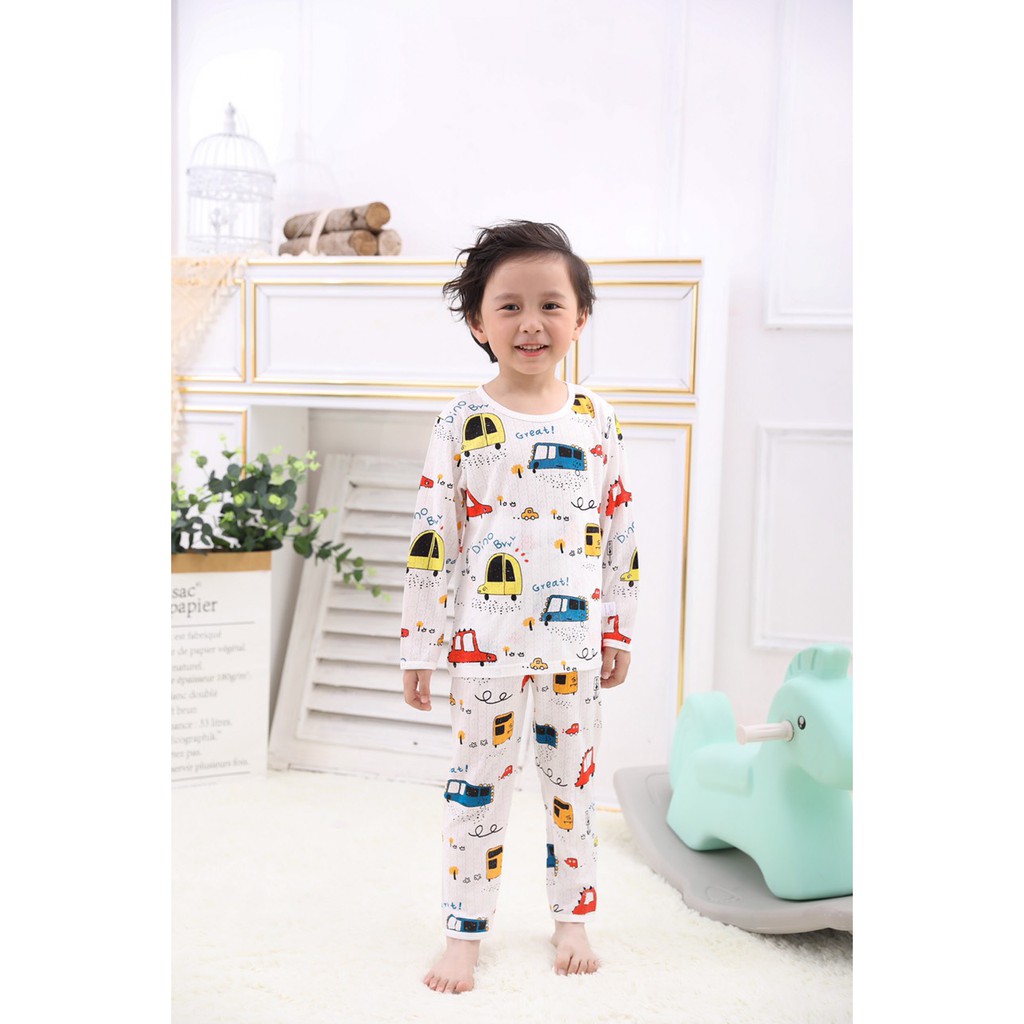 Bộ Cotton Lưới Điều Hòa Dài Tay Cho Các Bé Độ Tuổi Từ 6 tháng đến 7 tuổi