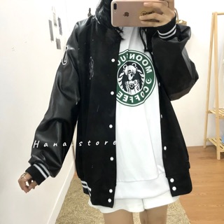 Áo khoác bomber (phối da)