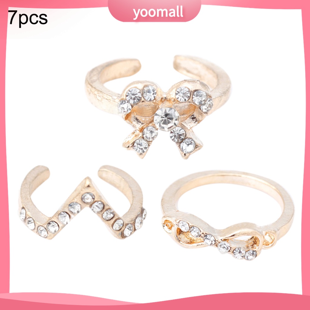 Yomall♡ Bộ 7 NhẫN Midi HợP Kim NhiềU KiểU DáNg