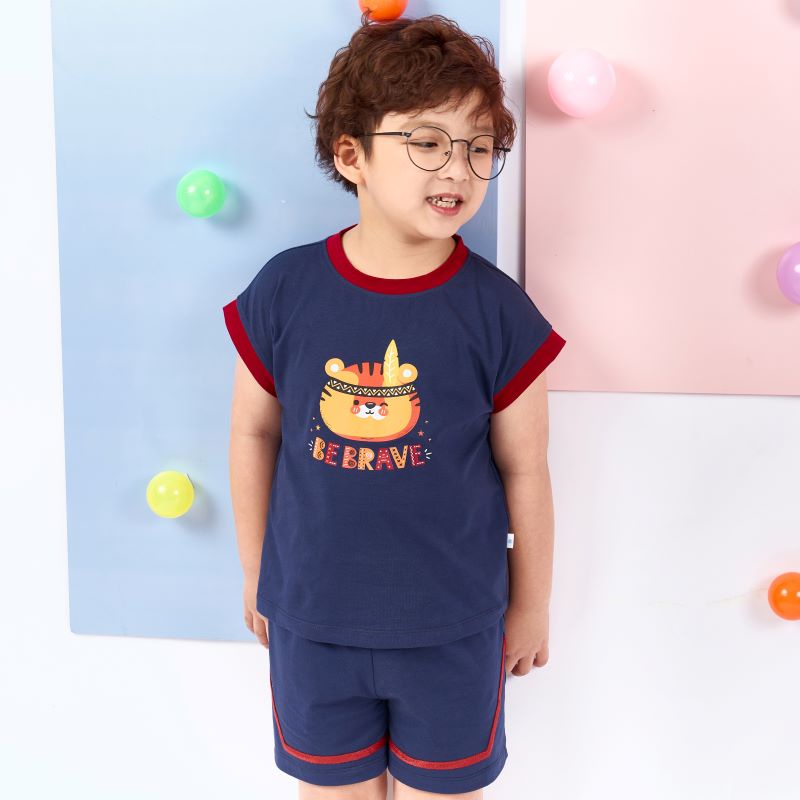 Đồ bộ quần áo thun cotton dành cho bé trai, bé gái mặc mùa hè Econice 2022 B02. Size đại trẻ em 3, 5, 6, 8, 10 tuổi