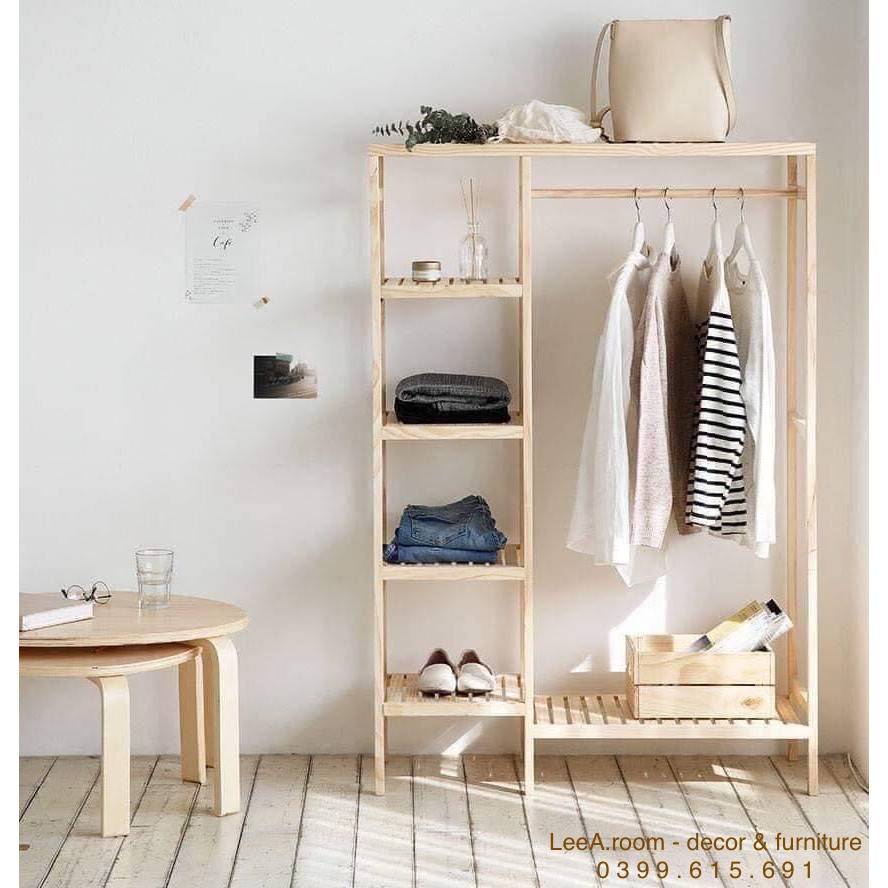 Kệ Treo Quần Áo Gỗ Cao Cấp Double Hanger - Màu Gỗ Tự Nhiên | BigBuy360 - bigbuy360.vn