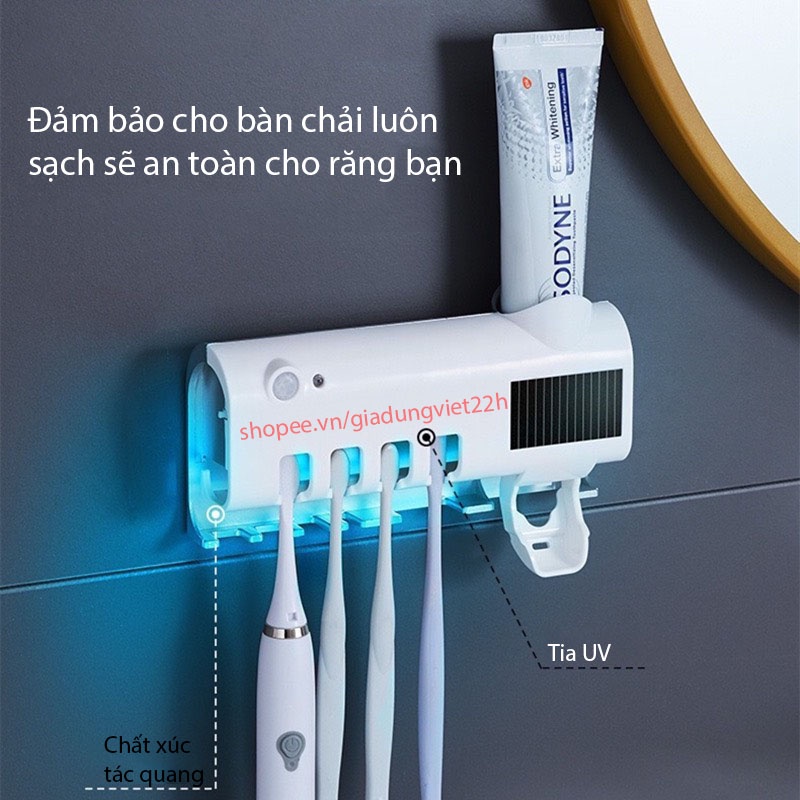 Giá treo bàn chải đánh răng khử khuẩn bằng tia UV cao cấp công nghệ Châu Âu