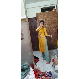 bộ áo dài cách tân chất lụa tây thi