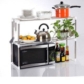 Kệ Lò Vi Sóng Lò Nướng 💥 Kệ Nhà Bếp Đa Năng Có Ngăn Đựng Gia Vị Nhà Bếp Inox Cao