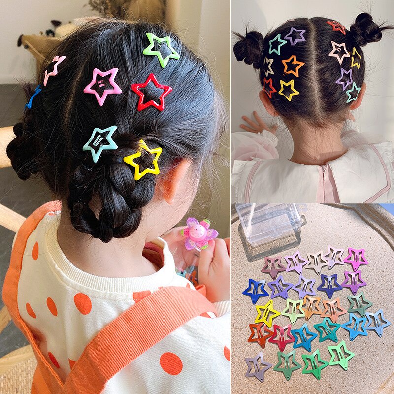 Set 25 Kẹp Tóc Hình Ngôi Sao Nhiều Màu Sắc Dễ Thương Cho Bé Gái