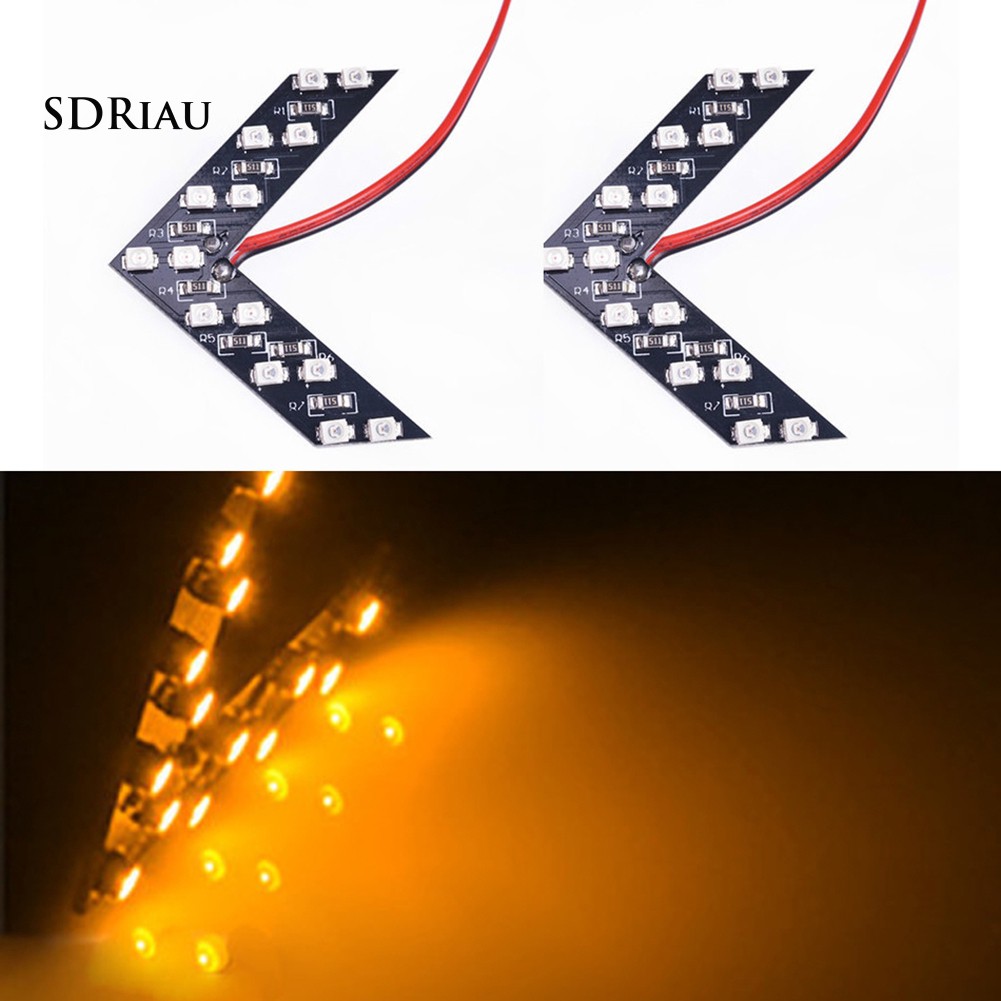 2 Đèn Led 14 Smd Hình Mũi Tên Gắn Kính Chiếu Hậu Xe Hơi