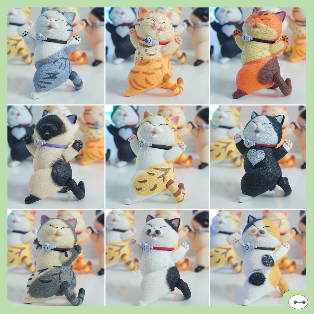 SET 9 MÔ HÌNH MÈO NHẢY MÚA KUTE 7CM