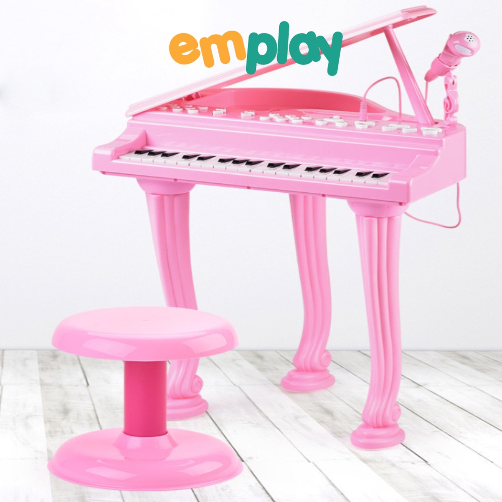 Đồ chơi đàn Piano công chúa màu hồng cao cấp cho bé Emplay cỡ to đại có ghế ngồi kèm micro chuẩn âm