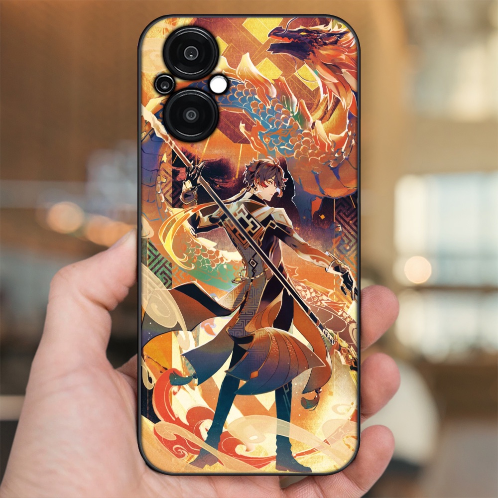 Ốp lưng Oppo Reno 8Z 5G viền đen in hình Zhongli Genshin Impact