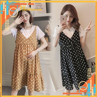 Váy bầu ĐẦM BẦU VÁY BẦU CHẤM BI CÓ KÈM ÁO TRONG